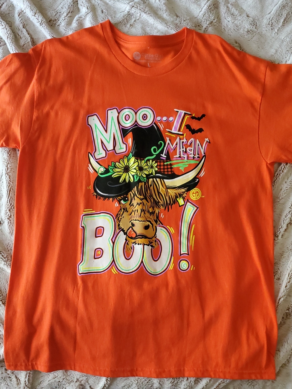 Orange 'Moo I Mean Boo!' Short Sleeve Tee